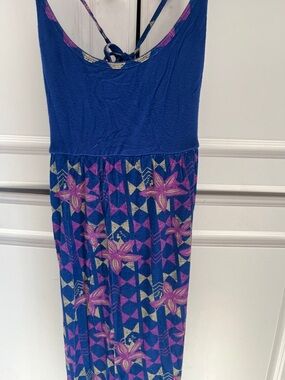 Hinano Blue/purple Floral Geometric Maxi long Dress